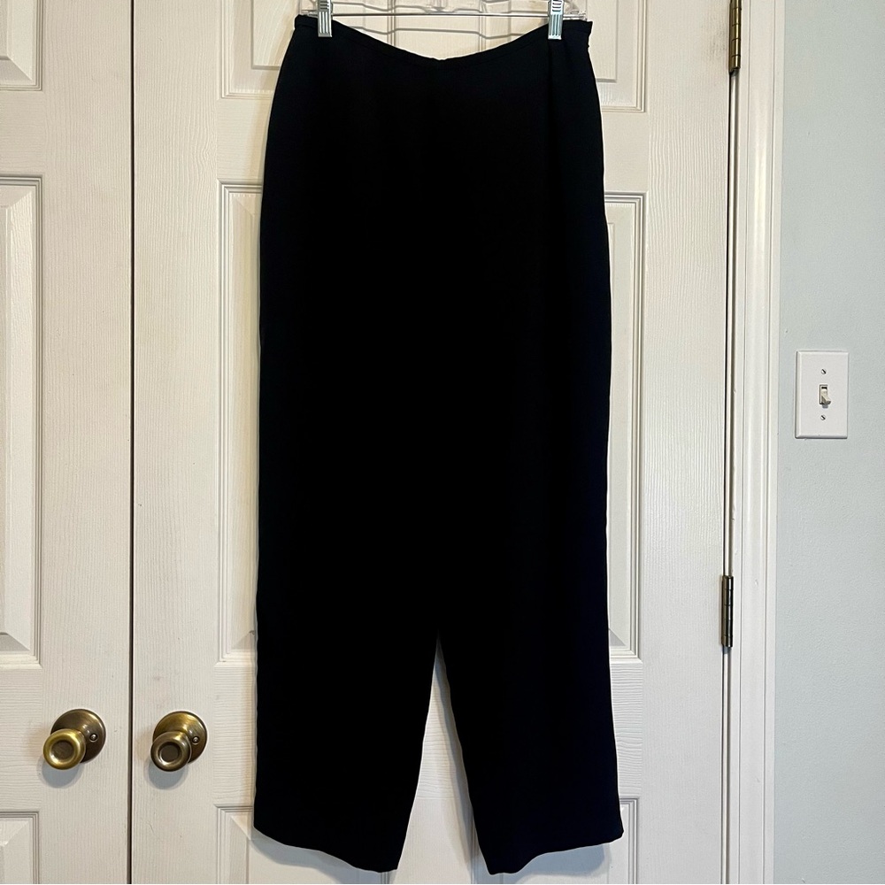 Y2K Talbots Petites Minimalist Goth Pleated Silk Black Dress Pants Size 12